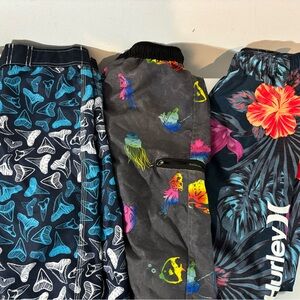 Bundle of Youth Boys 10-12 Swim Trunks Shark Tooth Tropical Fish Summer Vacation